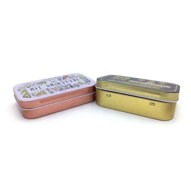 Metal Tin Box, Rectangular Empty Tinplate Storage Containers with Lid | Harfington, Red / 1Pcs