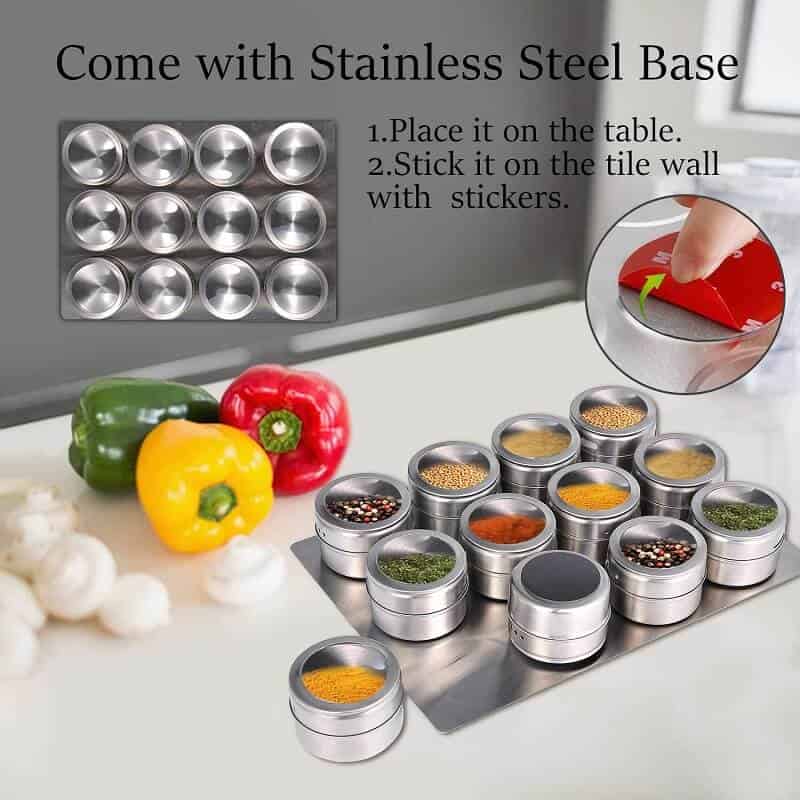 12 Magnetic Spice Tins and 2 Types of Spice Labels. 12 Storage Spice  Containers, Magnetic Spice