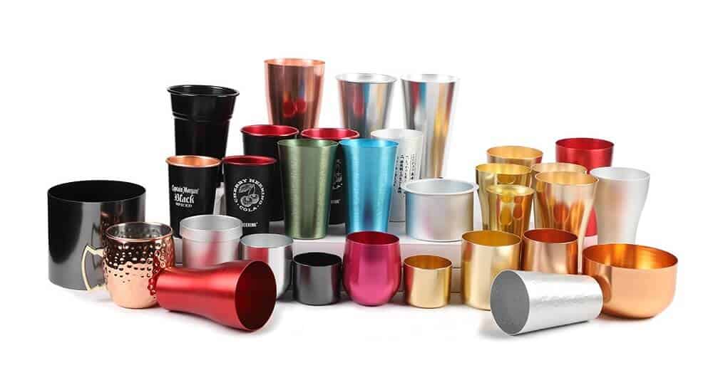 colorful aluminum cups