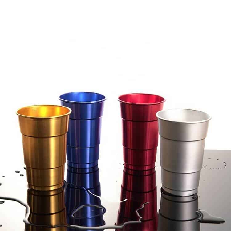 Reusable Aluminum Red Solo Cups and Caddy 